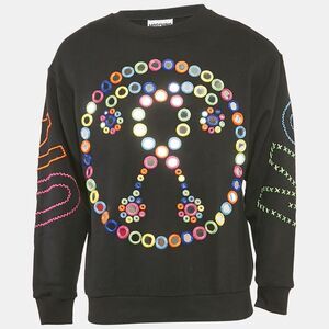 Moschino Couture Black Mirror Embroidered Cotton Crew Neck Sweatshirt Xs